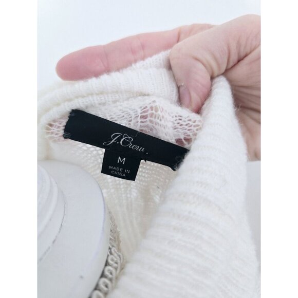 J Crew Ivory Supersoft Ruffle Front Wool Alpaca Turtleneck Pullover Sweater M - Picture 8 of 10